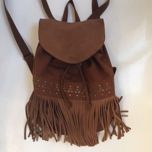 Fringe brown backpack